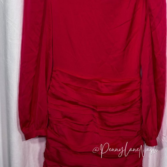 NWT Intermix Jayda Ruched Crepe de Chine Mini Dress - Picture 7 of 14